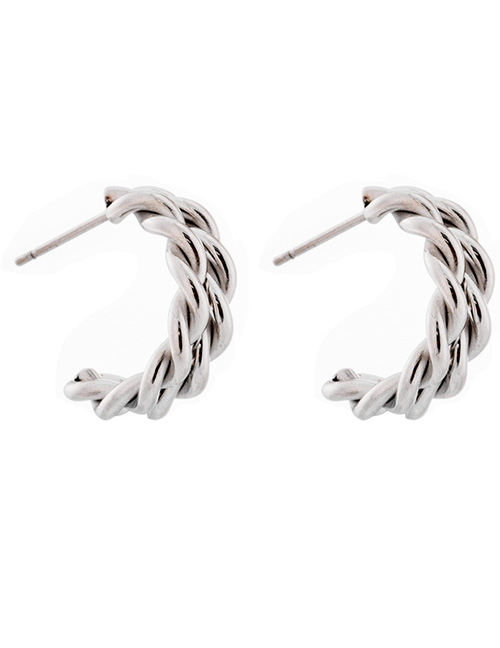Fashion Steel Color Metal Twist C-shaped Stud Earrings