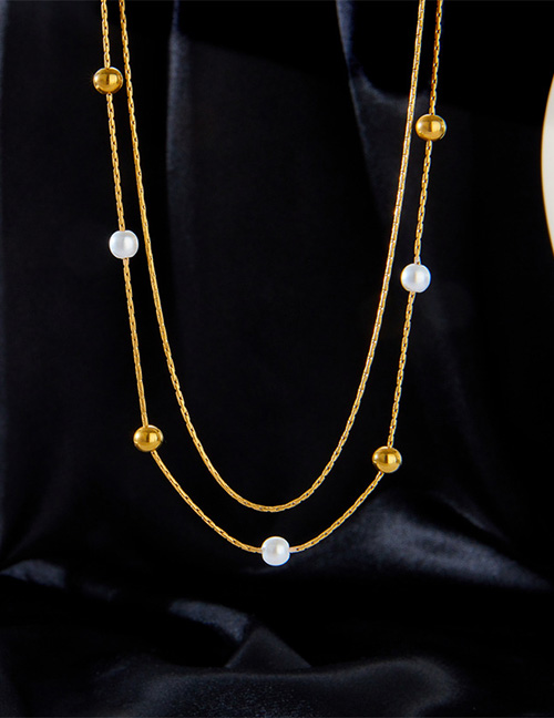 Fashion Gold Titanium Transfer Bead Necklace