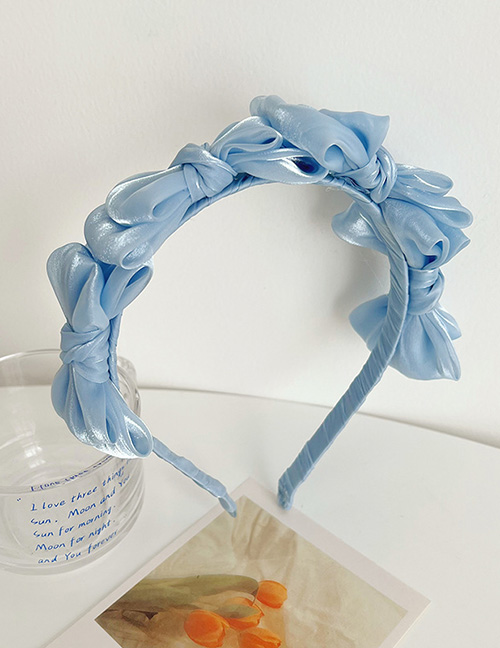 Fashion Blue Fabric Bright Silk Bow Headband