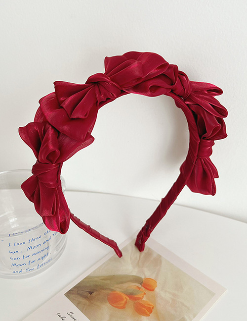 Fashion Red Fabric Bright Silk Bow Headband
