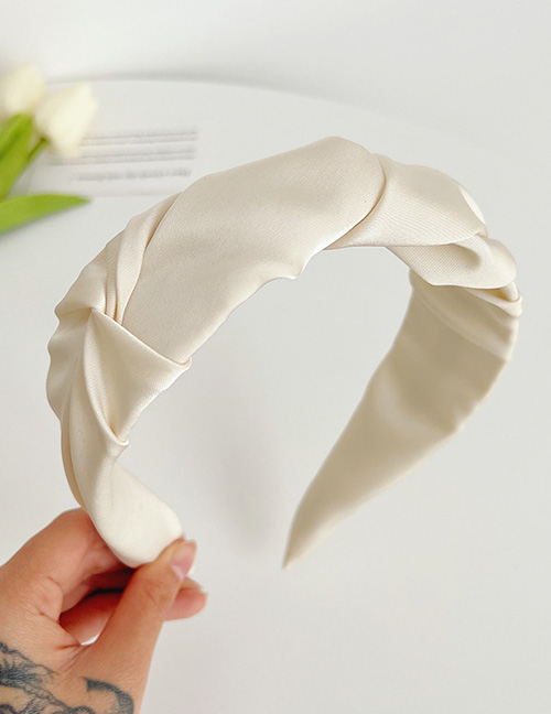 Fashion Beige Fabric Satin Knotted Wide-brimmed Headband