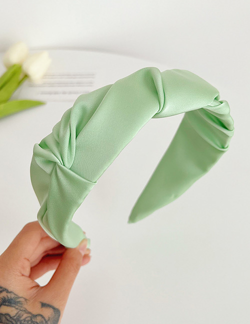 Fashion Green Fabric Satin Knotted Wide-brimmed Headband