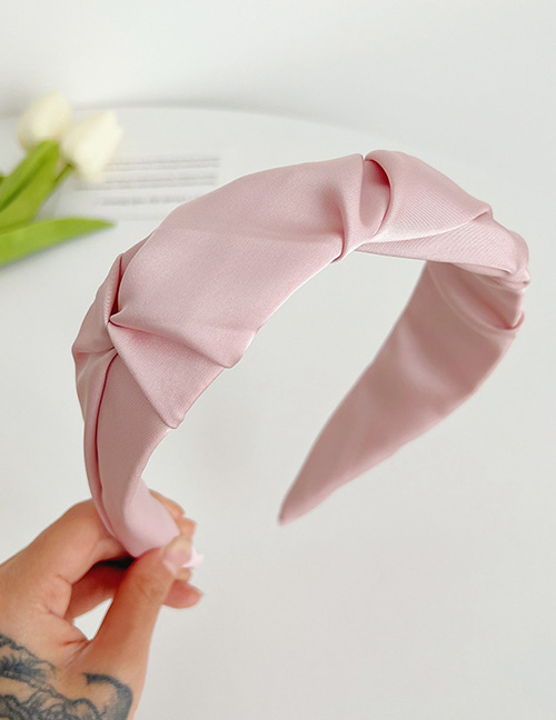Fashion Pink Fabric Satin Knotted Wide-brimmed Headband
