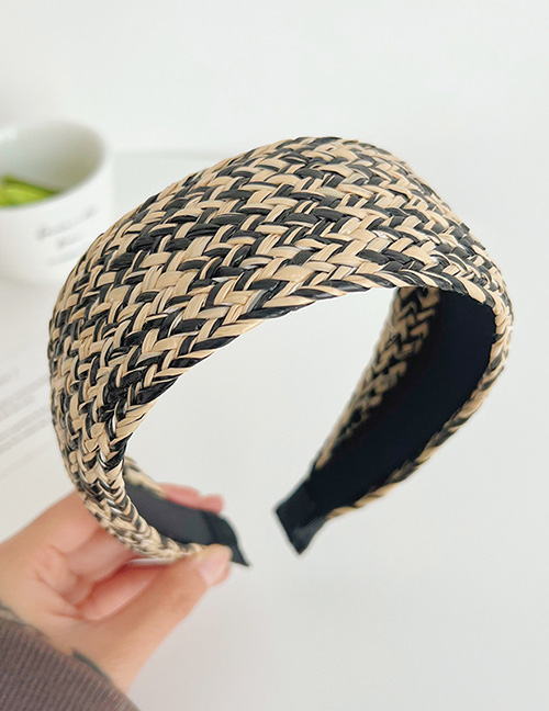 Fashion Black Beige Straw Wide-brimmed Headband