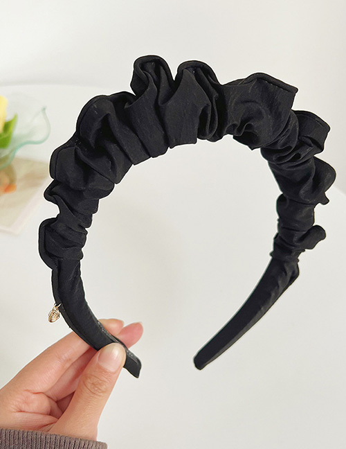 Fashion Black Solid Color Curled Pleated Headband