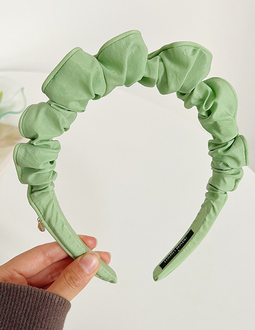 Fashion Green Solid Color Curled Pleated Headband