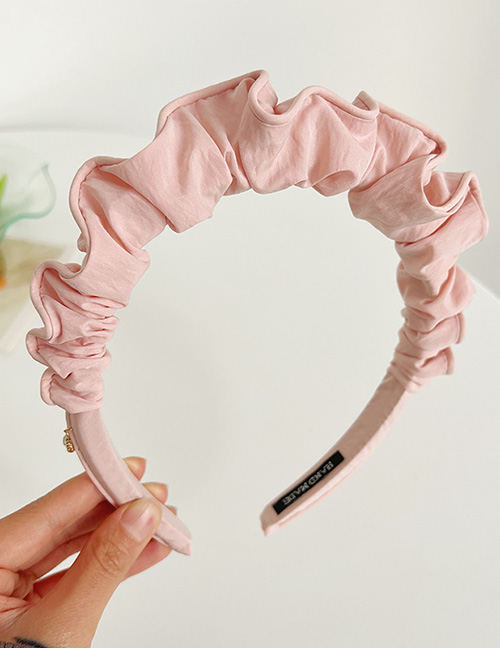 Fashion Pink Solid Color Curled Pleated Headband