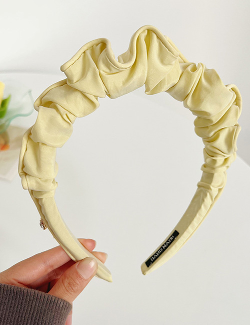 Fashion Yellow Solid Color Curled Pleated Headband