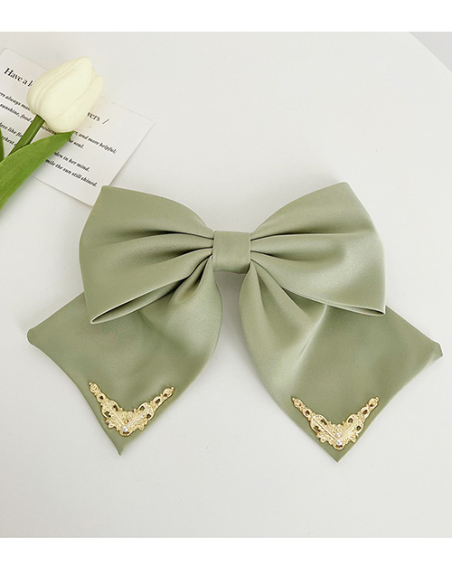 Fashion Green Fabric Bow Spring Clip