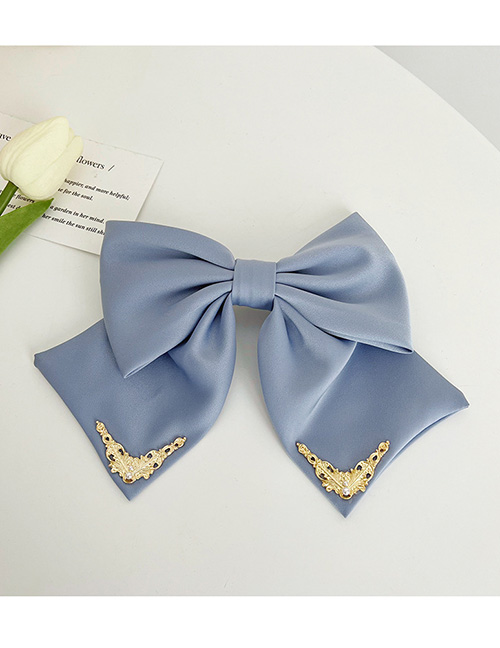 Fashion Blue Fabric Bow Spring Clip