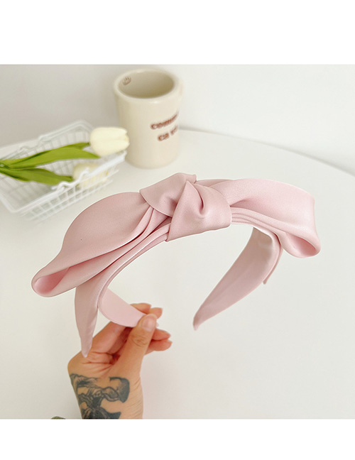 Fashion Pink Fabric Double Layer Ribbon Bow Headband