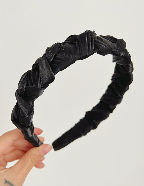 Fashion Black Shiny Pleated Wrap Knotted Headband