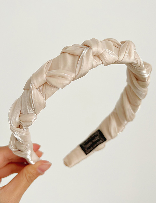 Fashion Beige Shiny Pleated Wrap Knotted Headband
