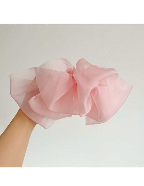 Fashion Pink Layered Tulle Bow Hair Clip