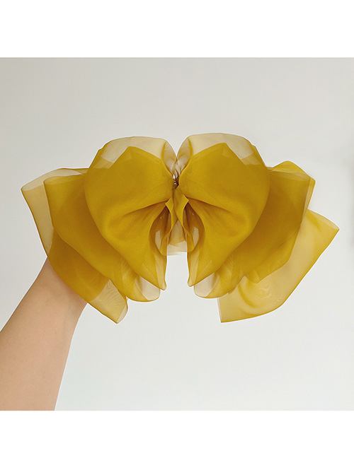 Fashion Yellow Layered Tulle Bow Hair Clip