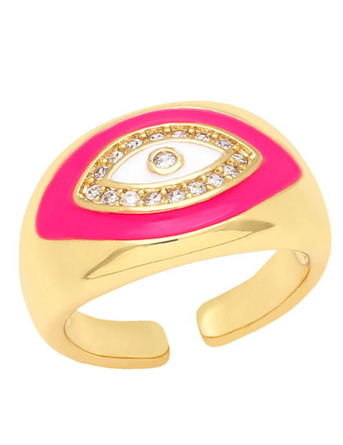 Fashion Rose Red Bronze Diamond Drip Oil Eye Open Ring