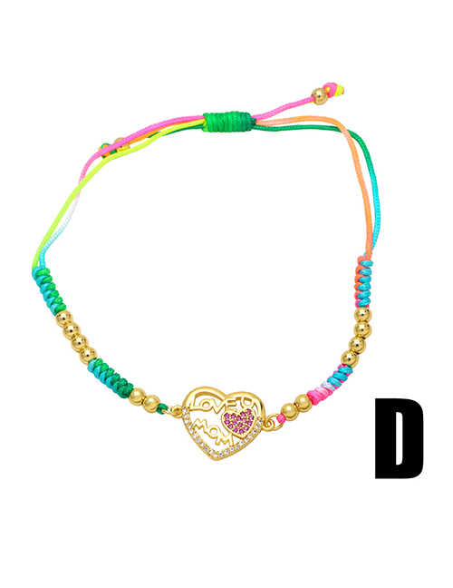 Fashion D Copper Diamond Mom Heart String Bracelet