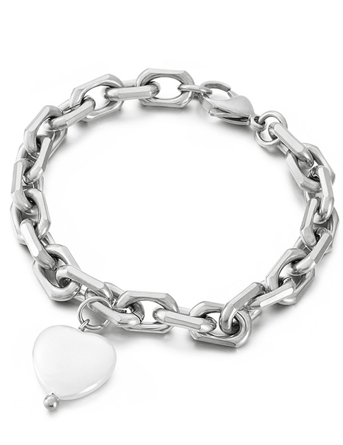 Fashion Silver Stainless Steel Heart Shell Bracelet