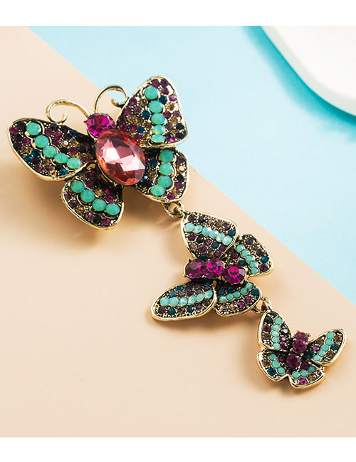 Fashion Colorful Butterfly Alloy Diamond Butterfly Brooch