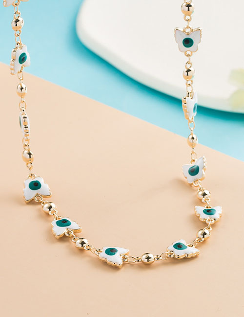 Fashion Butterfly Alloy Drip Oil Eye Necklace