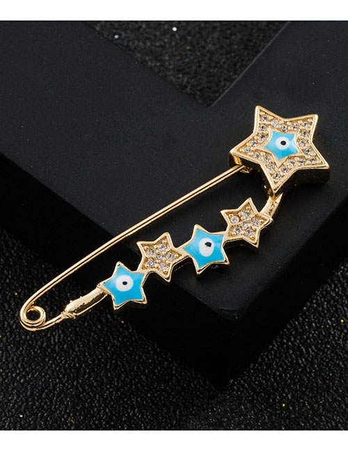 Fashion Star Copper Inlaid Zirconium Oil Drop Eye Pin