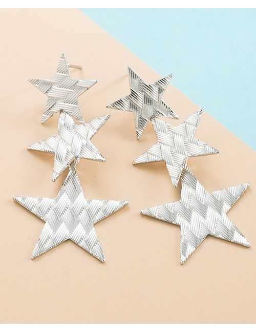 Fashion Silver Alloy Pentagram Earrings