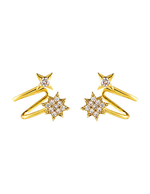 Fashion Gold Brass Inlaid Zirconium Star Ear Cuff