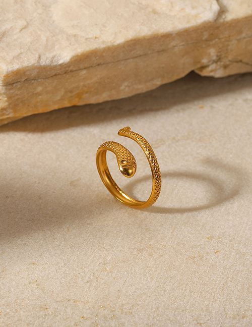 Fashion Gold Titanium Snake Open Ring