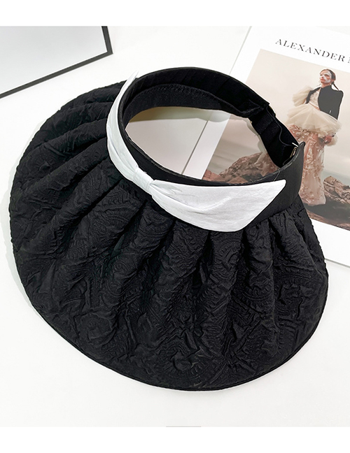 Fashion Black Top Hat Cotton Pleated Big Brim Top Hat