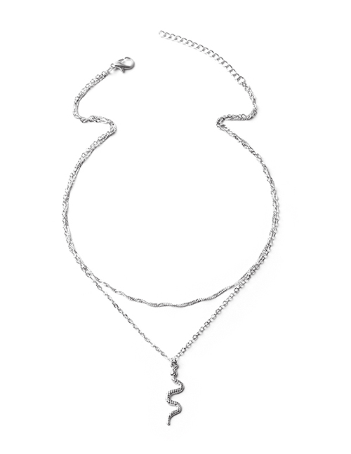 Fashion Silver Alloy Geometric Snake Double Necklace