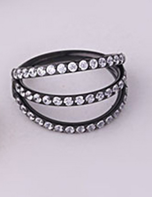 Fashion 697-black 10mm Stainless Steel Three Row Zirconium Seamless Closed Pierced Nose Ring