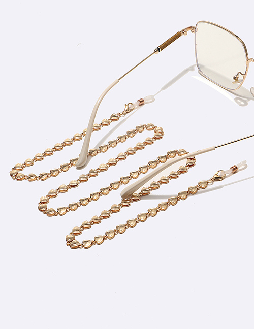 Fashion Gold Metal Geometric Heart Glasses Chain
