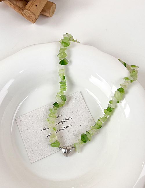Fashion Green Geometric Gravel Beaded Magnetic Love Necklace
