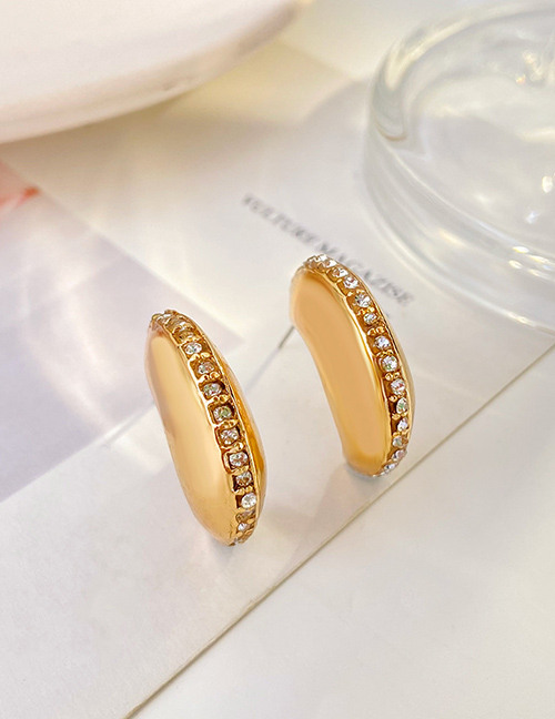 Fashion Gold Alloy Set Zirconium Geometric Stud Earrings