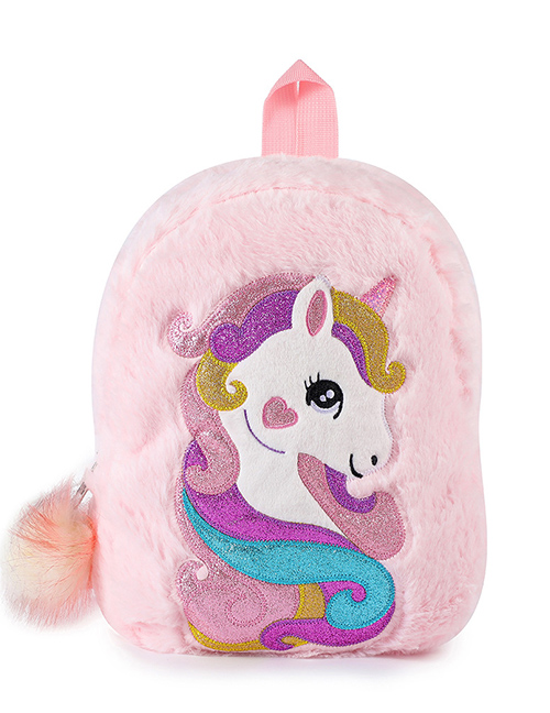 Fashion Pure Pink Plush Unicorn Cartoon Backpack