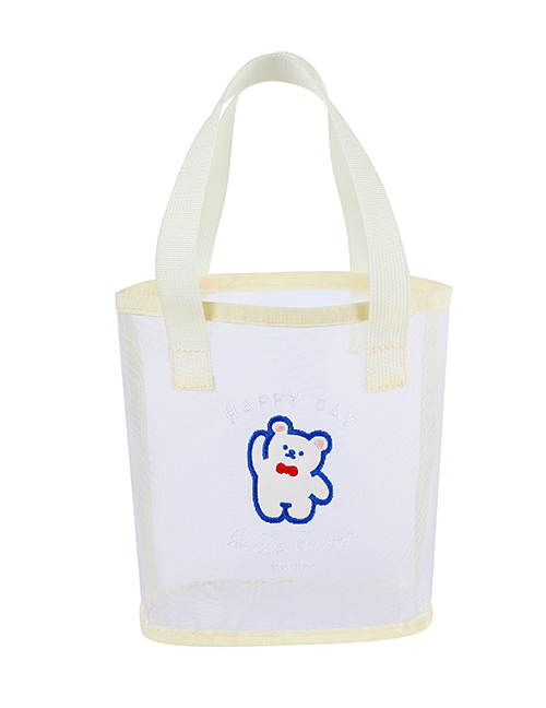 Fashion White Bear Cartoon Transparent Mesh Tote Bag