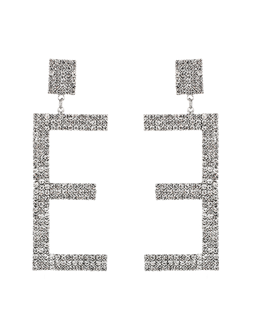 Fashion E Alloy Diamond Alphabet Stud Earrings