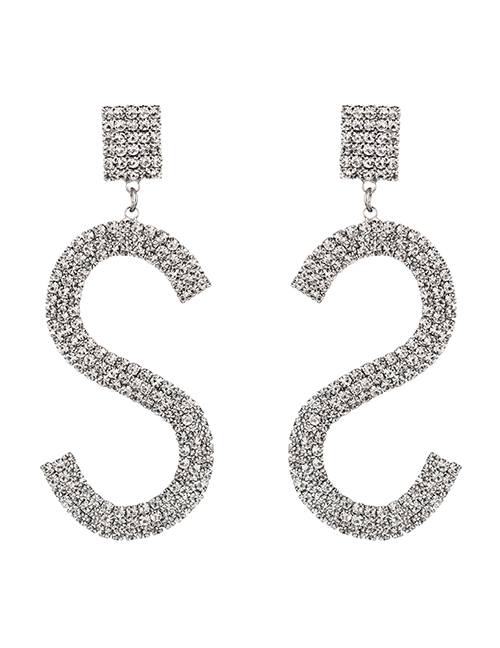 Fashion S Alloy Diamond Alphabet Stud Earrings