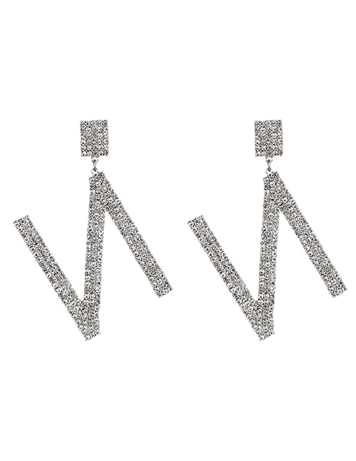 Fashion N Alloy Diamond Alphabet Stud Earrings
