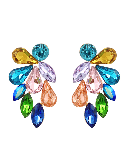 Fashion Color Alloy Diamond Drop Earrings