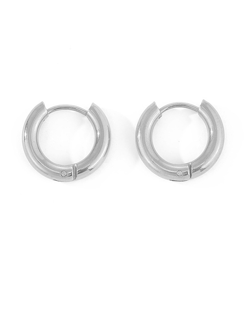 Fashion 15mm Steel Color Stainless Steel Hoop Earrings