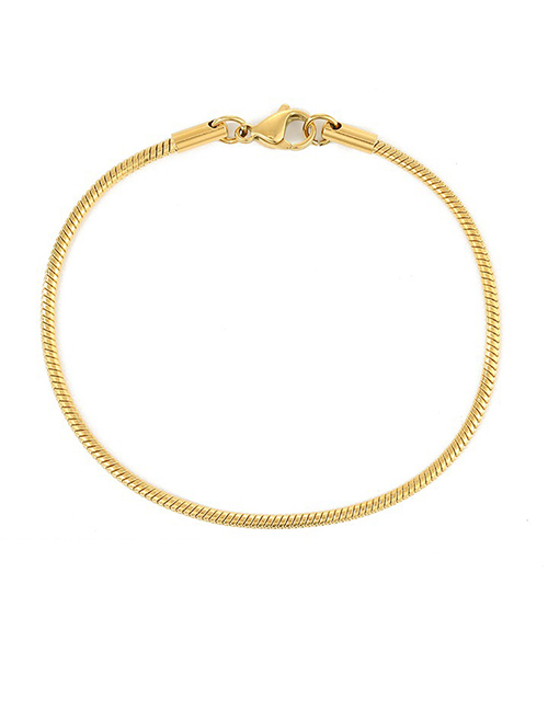 Fashion Gold Color 2mm-18cm Titanium Steel Gold Plated Round Snake Chain Bracelet