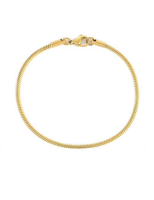 Fashion Gold Color 2mm-19cm Titanium Steel Gold Plated Round Snake Chain Bracelet