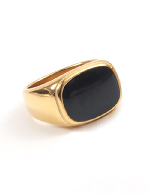 Fashion Gold Color Black Us6+52mm Titanium Steel Flat White Shell Ring