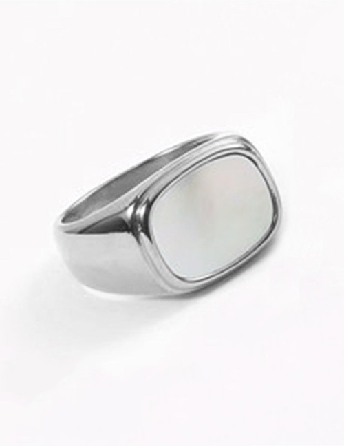 Fashion Steel White Us7+54mm Titanium Steel Flat White Shell Ring