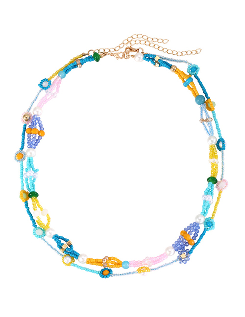 Fashion Color Geometric Beaded Beaded Woven Multilayer Necklace