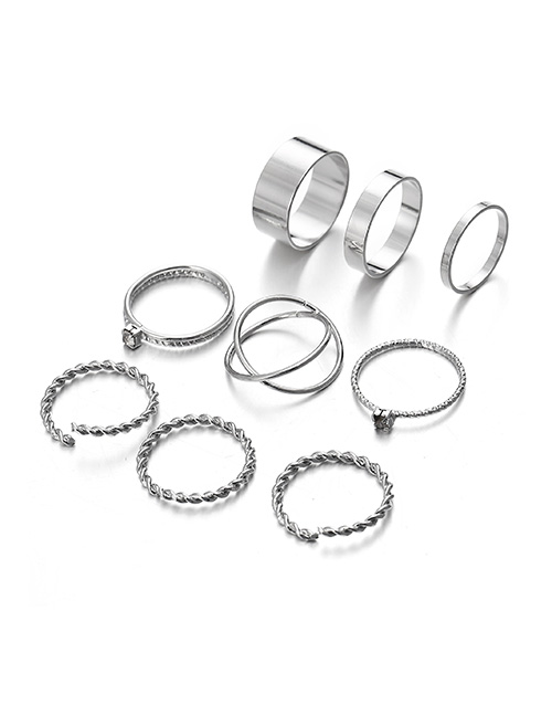 Fashion Silver Color Alloy Geometric Twist Ring Set