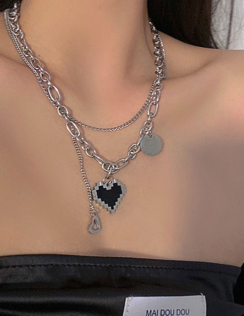 Fashion 8# Alloy Geometric Heart Ot Buckle Necklace