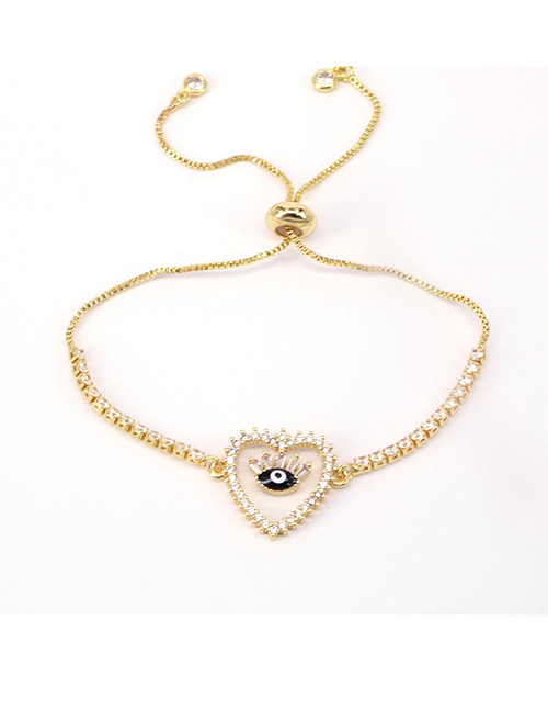 Fashion Black Bronze Zirconium Heart Eye Pull Bracelet