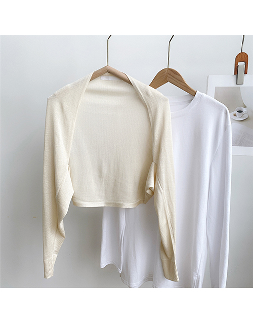 Fashion 8 Long Sleeve Beige Solid Color Knitted Long-sleeved Sun Protection Clothing